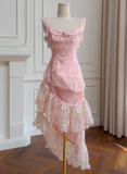 Ndyad Pink Spaghetti Straps A-Line Satin Jacquard Lace Short Prom Dresses Homecoming Dresses with Beading HZ1024