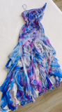 Ndyad Multicolor Asymmetric Neck Sheath Chiffon Beading Long Prom Dresses Vintage Evening Gowns HZ1024