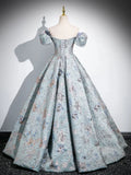 Ndyad Satin Gray Blue Long Prom Dress, Gray Blue Long Formal Dress HZ1024