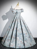 Ndyad Satin Gray Blue Long Prom Dress, Gray Blue Long Formal Dress HZ1024
