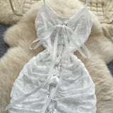 Ndyad Spaghetti Straps Bodycon Lace Short Party Dress Cocktail Dress HZ1024