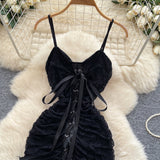 Ndyad Spaghetti Straps Bodycon Lace Short Party Dress Cocktail Dress HZ1024