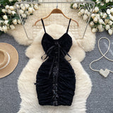 Ndyad Spaghetti Straps Bodycon Lace Short Party Dress Cocktail Dress HZ1024