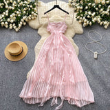 Ndyad Pink Spaghetti Straps Sheath Chiffon Dress Cocktail Party Dress HZ1024