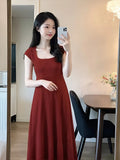 Ndyad simple A-line square neck long skirt HZ1024