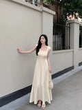 Ndyad simple A-line square neck long skirt HZ1024