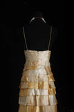 Ndyad Gold Halter Sheath Satin Beaded Long Prom Dresses Gorgeous Evening Gowns HZ1024