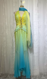 Ndyad Middle Eastern Style Halter Mermaid Tulle Beading Long Prom Dresses Vintage Evening Gowns HZ1024