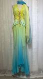 Ndyad Middle Eastern Style Halter Mermaid Tulle Beading Long Prom Dresses Vintage Evening Gowns HZ1024