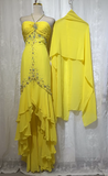 Ndyad Yellow Halter Neck Sheath Chiffon Beaded Hi-Lo Prom Dresses Elegant Wedding Guest Dresses HZ1024