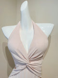 Ndyad Pink V-neck Sheath Chiffon Prom Dresses Elegant Birthday Evening Gowns with Ruffles HZ1024