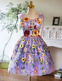 Ndyad Tulle Lace Short Prom Dress, Purple Homecoming Dress HZ1024
