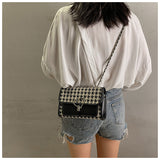 Ndyad Houndstooth Versatile Shoulder Chain Crossbody Bag HZ1024