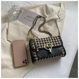 Ndyad Houndstooth Versatile Shoulder Chain Crossbody Bag HZ1024