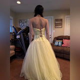 Ndyad Butter Yellow Strapless Corset Tulle Long Prom Dresses Sweet 16 Dresses HZ1024