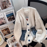 Ndyad Japanese denim patchwork cardigan HZ1024