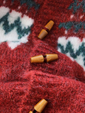Ndyad Horn Button Fair Isle Thick Knit Cardigan HZ1024