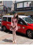 Ndyad pink floral V-neck long-sleeved dress HZ1024