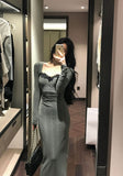 Ndyad patchwork mesh waist slimming knitted dress HZ1024