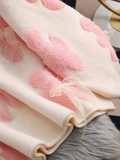 Ndyad Pink Bear Bow Round Neck Sweater HZ1024