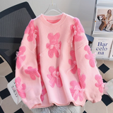 Ndyad Pink Bear Bow Round Neck Sweater HZ1024