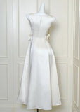 Ndyad A-Line Square Neck Birthday Dress Satin Sweet 16 Dress Graduation Dress HZ1024