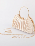 Ndyad New Chic White Pleated Clutch Bag Sparkly Party Handbag HZ1024