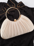 Ndyad New Chic White Pleated Clutch Bag Sparkly Party Handbag HZ1024