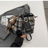 Ndyad woolen plaid crossbody bucket bag HZ1024