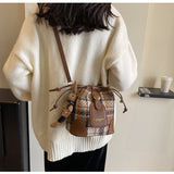 Ndyad woolen plaid crossbody bucket bag HZ1024