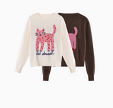 Ndyad pattern crew neck long sleeve sweater HZ1024
