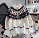 Ndyad Isle Turtleneck Thickened Vintage Preppy Zipper long sleeves Cardigan HZ1024