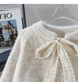 Ndyad lace lace-up thickened soft knitted cardigan HZ1024