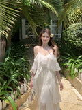 Ndyad holiday chiffon ruffled suspender dress HZ1024