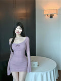 Ndyad sexy hot girl style mesh long sleeves U-neck off-shoulder hip skirt HZ1024