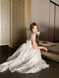 Ndyad holiday style French A-line halter neck backless long dress HZ1024