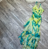 Ndyad Halter Sheath Beaded Chiffon Prom Dresses, Yellow Homecoming Dresses HZ1024