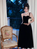 Ndyad Kong style retro red velvet suspender dress HZ1024
