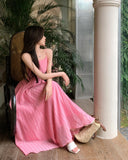 Ndyad holiday style a-line pink sleeveless backless suspender dress HZ1024