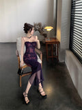 Ndyad backless printed lace suspender hip skirt HZ1024