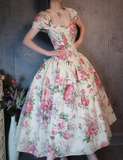 Ndyad V-neck Ball Gown Floral Prom Dresses HZ1024