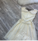 Ndyad A-line Chiffon Short Prom Dresses, White Homecoming Dresses, Strapless Birthday Dresses HZ1024