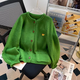 Ndyad Embroidered Crew neck Loose Cardigan Sweater HZ1024