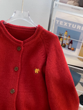 Ndyad Embroidered Crew neck Loose Cardigan Sweater HZ1024