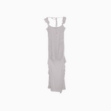 Ndyad Fit Flying Sleeve Irregular Hem Suspender Mesh Long Dress HZ1024
