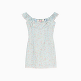 Ndyad tea break gentle floral small flying sleeve square neck dress HZ1024