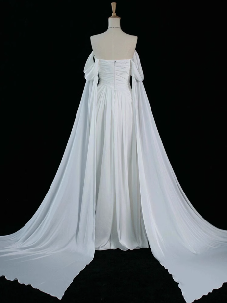 Ndyad Purple A-Line Off Shoulder Satin Long Prom Dress Formal Evening Dress HZ1024