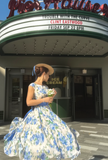 Ndyad Jewel A-Line Chiffon Floral Short Prom Dresses Elegant Blue Birthday Dresses with Short Sleeves HZ1024