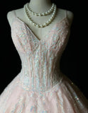 Ndyad V-neck A-Line Short Prom Dresses Sequin Tulle Pink Homecoming Dresses HZ1024