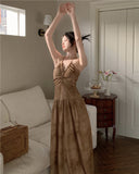 Ndyad A-line halter neck suspender V-neck backless dress HZ1024